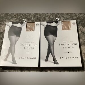 Lane Bryant smoothing tights (2) control top, Plaza Taupe Shimmer Sheer C/D (2)